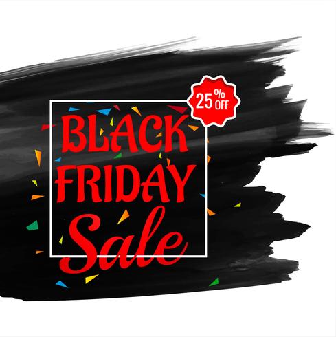 Black Friday Sale Poster with red text on grunge brush stroke ba vector