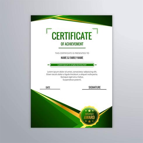 Resumen hermoso certificado plantilla diseño vector