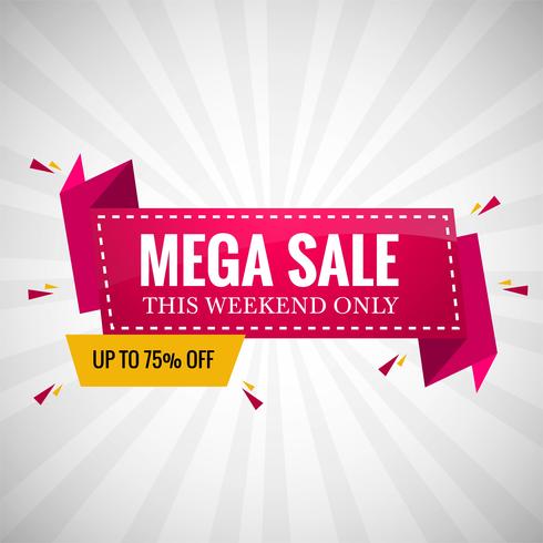 Mega sale banner colorful ribbon design vector