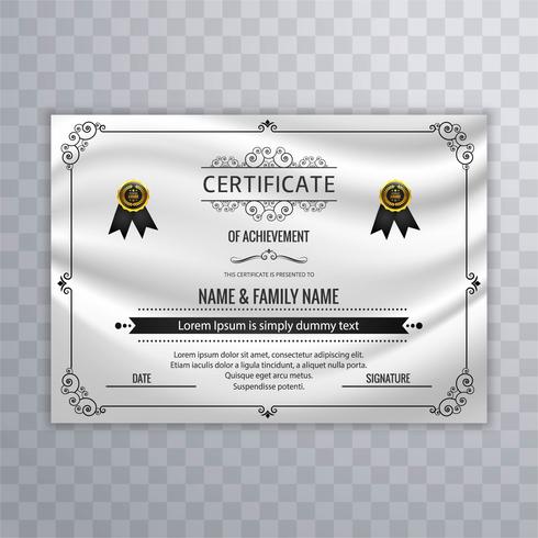 Resumen hermoso certificado plantilla diseño vector