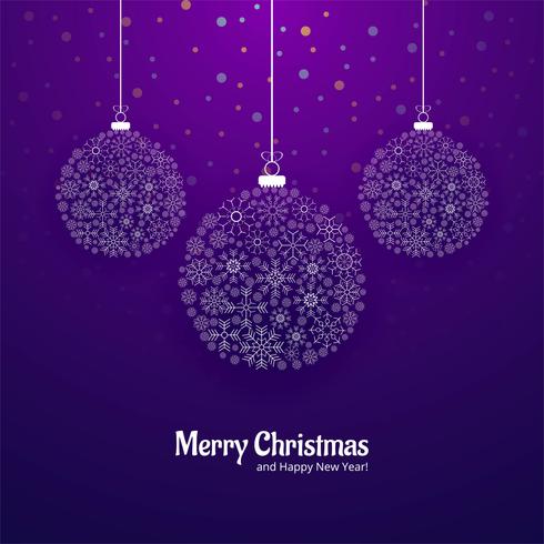 Merry christmas greeting card with snowflakes balls background vector