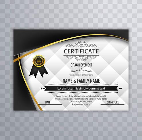 Resumen hermoso certificado plantilla diseño vector