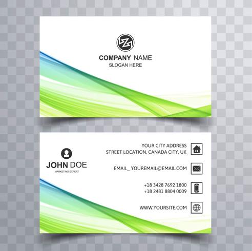 Abstract stylish wave colorful business card template design vector