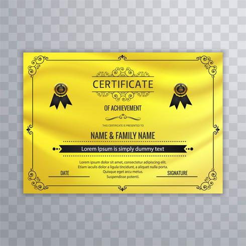 Resumen hermoso certificado plantilla diseño vector