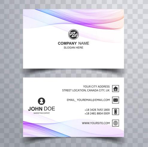 Abstract stylish wave colorful business card template design vector