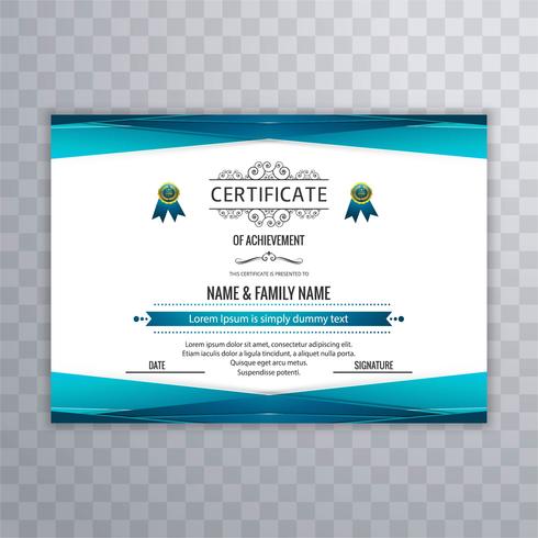 Resumen hermoso certificado plantilla diseño vector