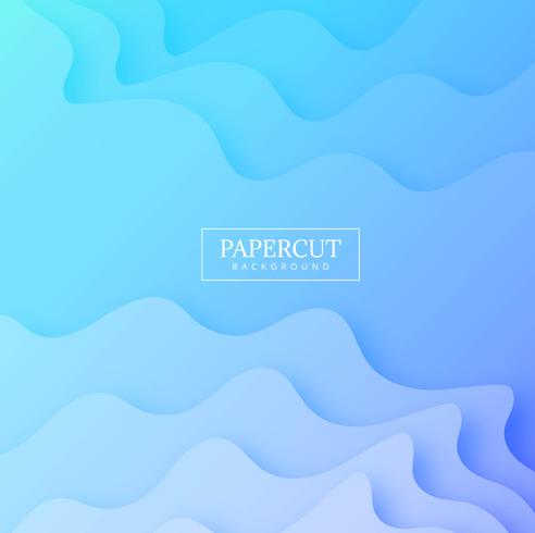 Abstract papercut creative shape with blue wave background vecto vector