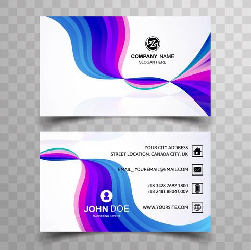 Abstract stylish wave colorful business card template design vector