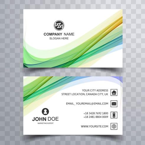 Abstract stylish wave colorful business card template design vector