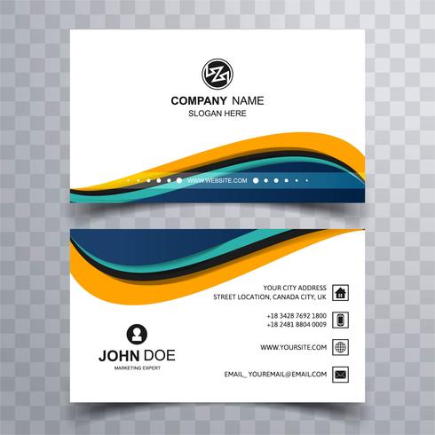 Abstract stylish wave colorful business card template design vector