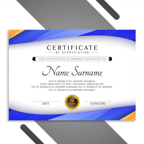 Abstract colorful wavy certificate template design vector