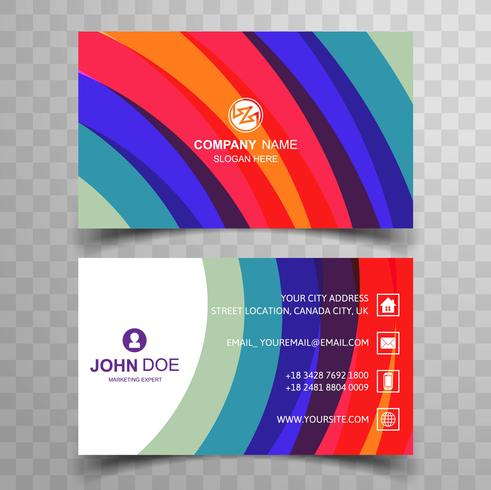 Abstract stylish wave colorful business card template design vector