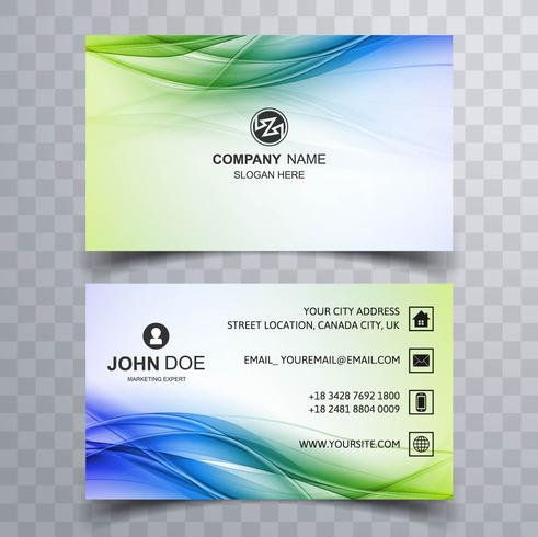 Abstract stylish wave colorful business card template design vector