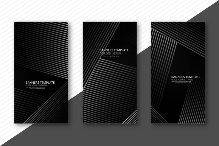 Abstract gray geometric banners set vector