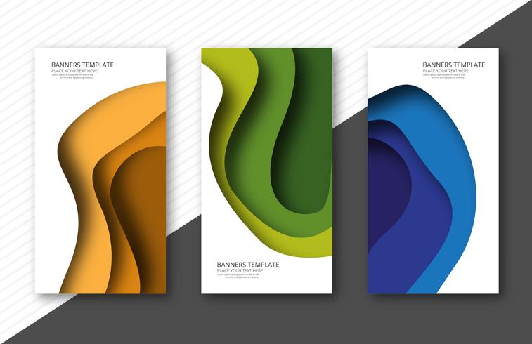 Abstract colorful papercut banner set template design vector