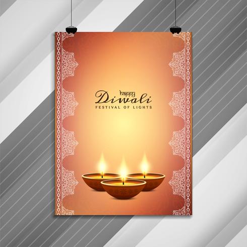 Plantilla de folleto con estilo abstracto feliz Diwali vector