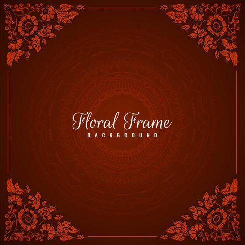 Abstract floral frame red background vector