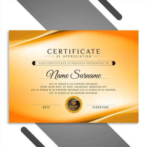 Abstract colorful wavy certificate template design vector