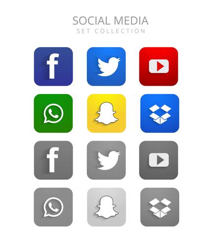 Hermoso colorido conjunto de iconos de redes sociales vector
