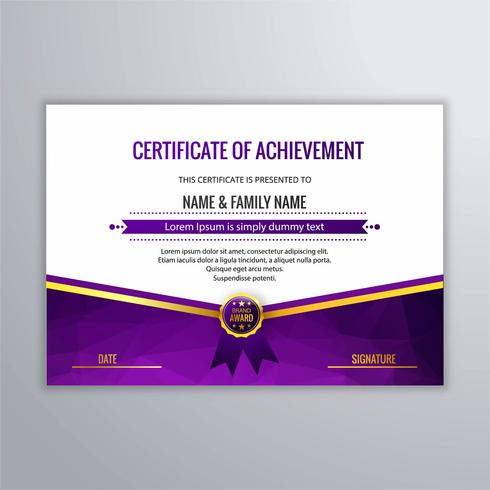 Resumen hermoso certificado plantilla diseño vector