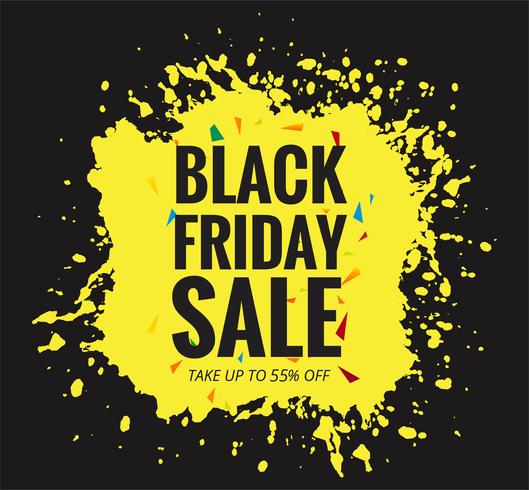 Modern Black Friday banner with yellow grunge vector design