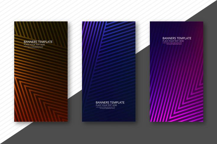 Modern geometric lines colorful template banners set design vector