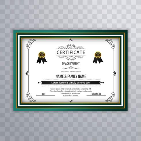 Resumen hermoso certificado plantilla diseño vector