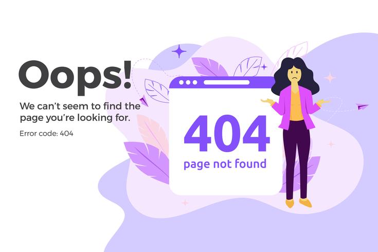 Error 404 unavailable web page. File not found concept vector