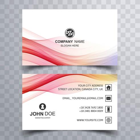 Abstract stylish wave colorful business card template design vector