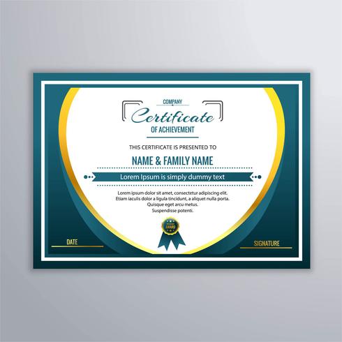 Resumen hermoso certificado plantilla diseño vector