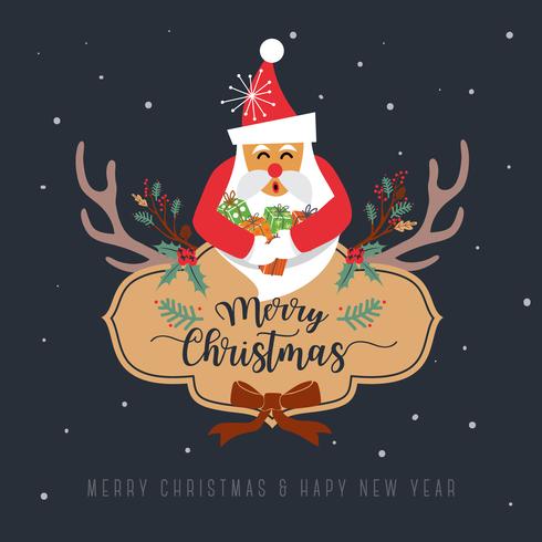 Merry Christmas Greeting Card Design. Vector illustration