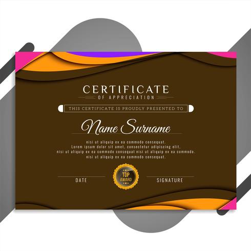 Abstract stylish wavy certificate template design vector