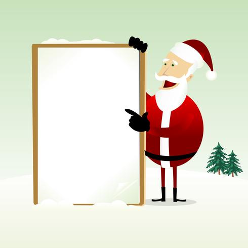 Feliz Navidad: feliz Papá Noel con un cartel en blanco vector