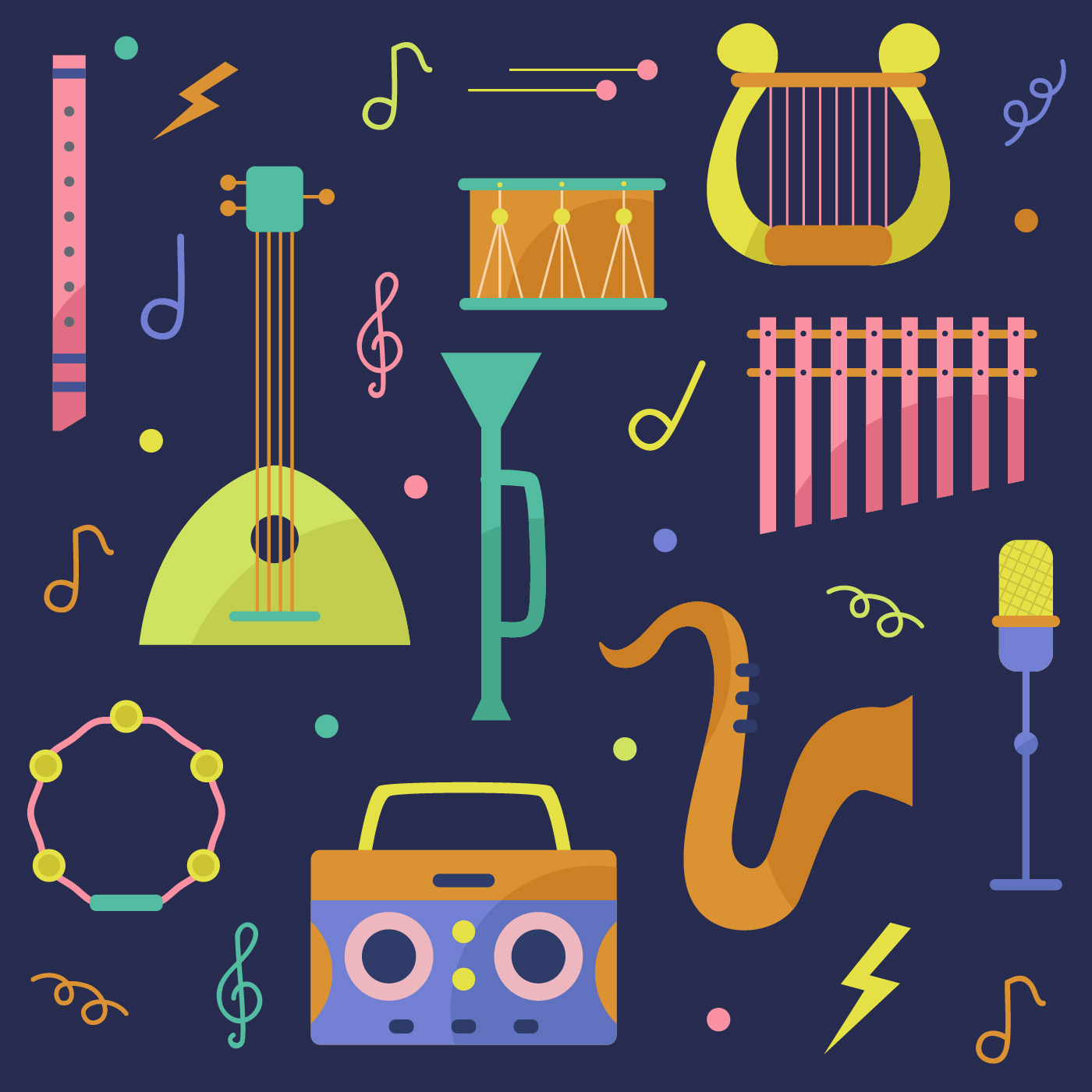 Music Instrument Vector 259284 Vector Art at Vecteezy