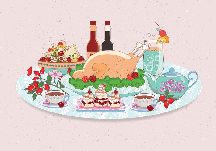 Thanksgiving Table Overhead Vol 2 Vector