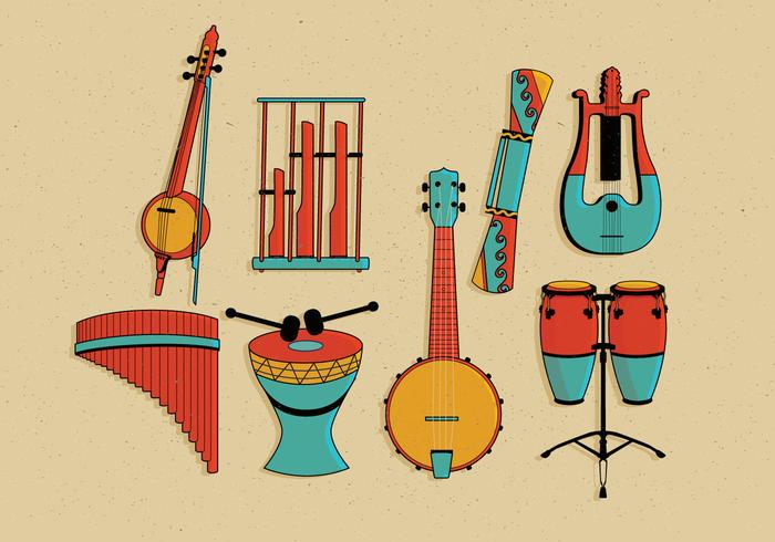 Instrumentos musicales Knolling Vol 3 Vector