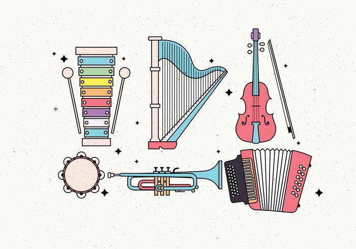 Instrumentos Musicales Knolling Vol 4 Vector