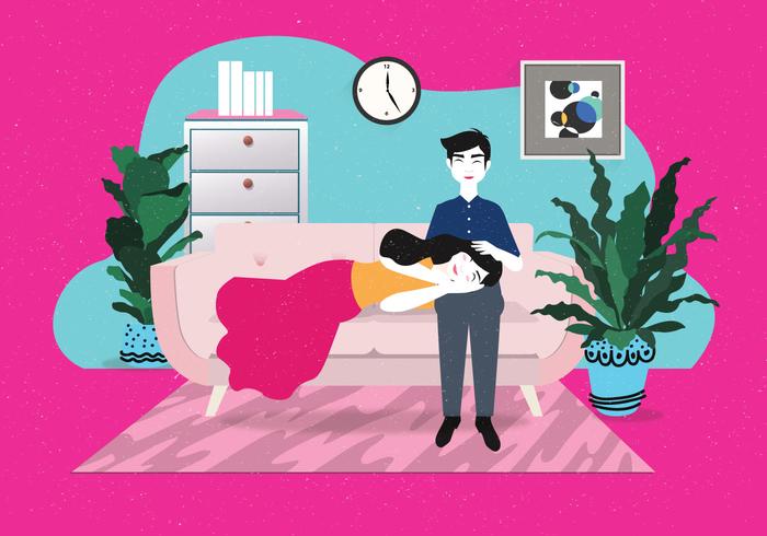 Chill Couple On The Couch Vector