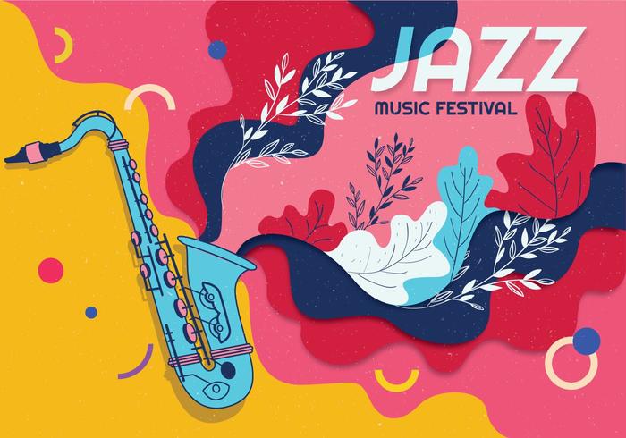 vector de festival de jazz saxaphone