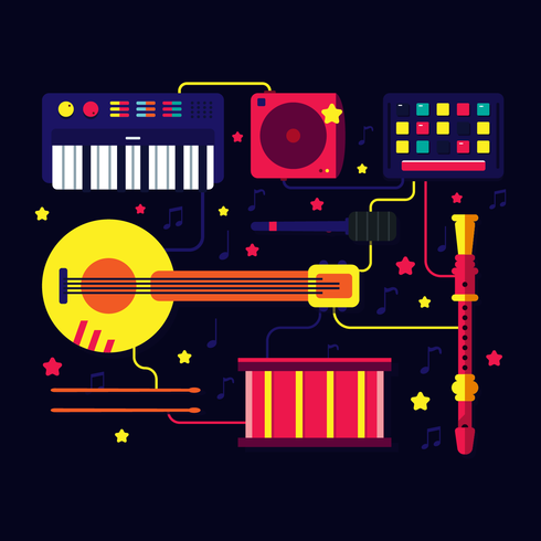 Musical Instrument Knolling Vector