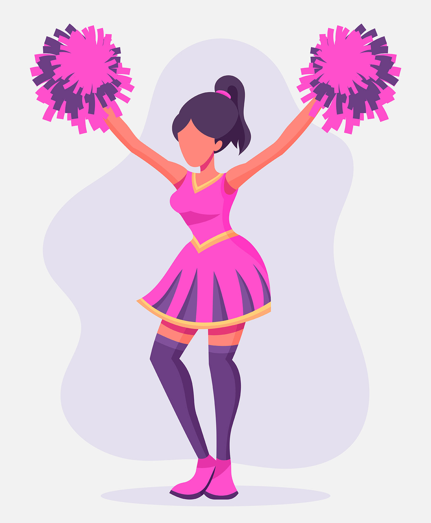 Happy cheerleader in blue uniform with pom poms 5151802 Vector Art at  Vecteezy