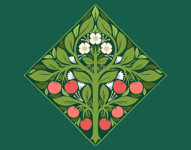 árbol frutal art nouveau vector