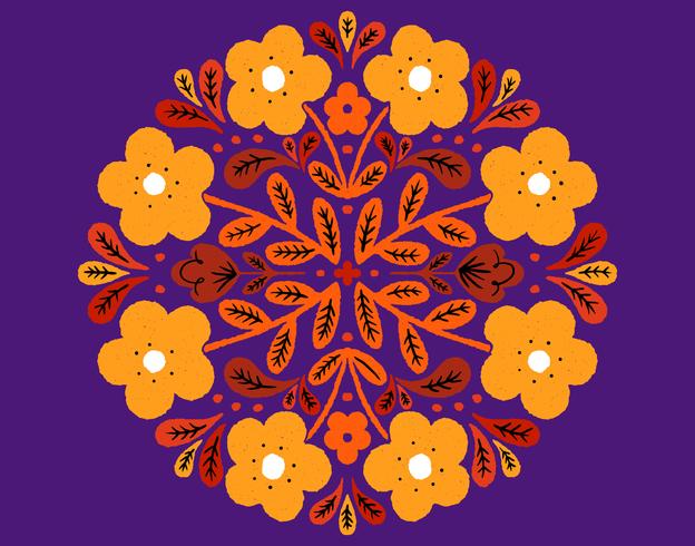 floral circular badge vector