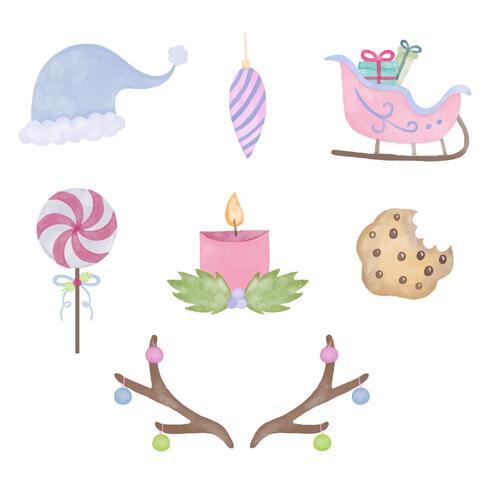 Cute Pink Christmas Elements Collection vector