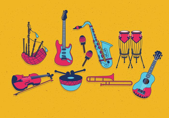 Instrumentos Musicales Knolling Vector