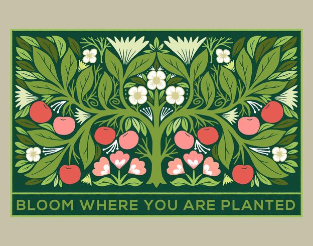 art nouveau fruit tree vector