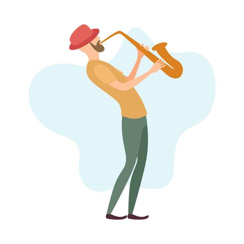 Un hombre tocando el saxofon vector