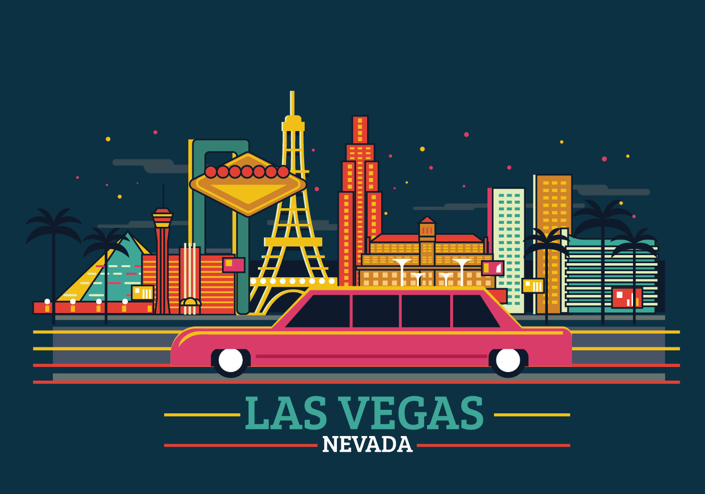 Glamour of Las Vegas skyline with Panorama in Dark