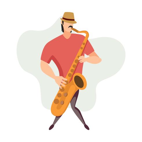 Un hombre tocando saxofón ilustración vector