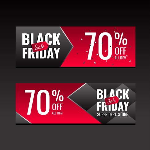 Plantilla de viernes rojo venta banners negro vector